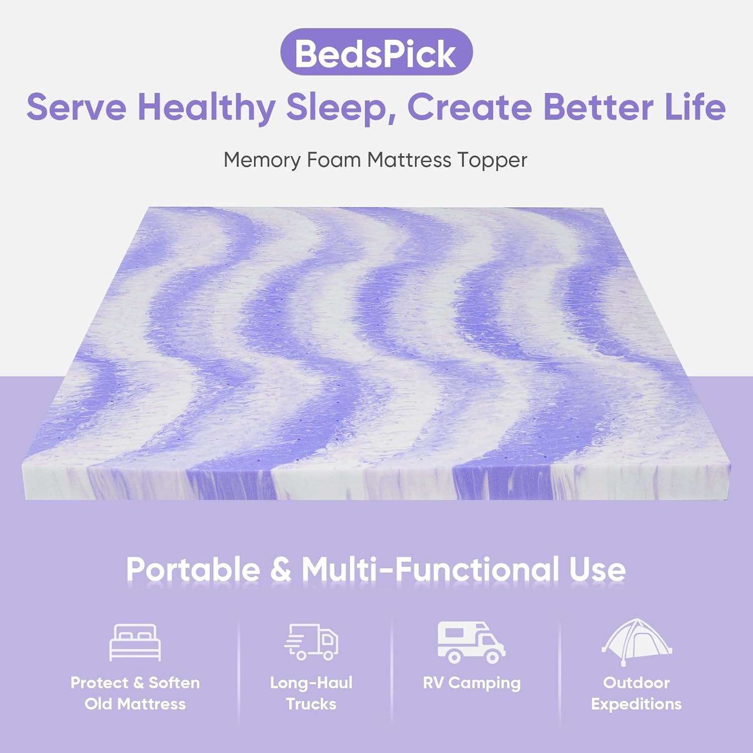 BedsPick Memory Foam Mattress Topper