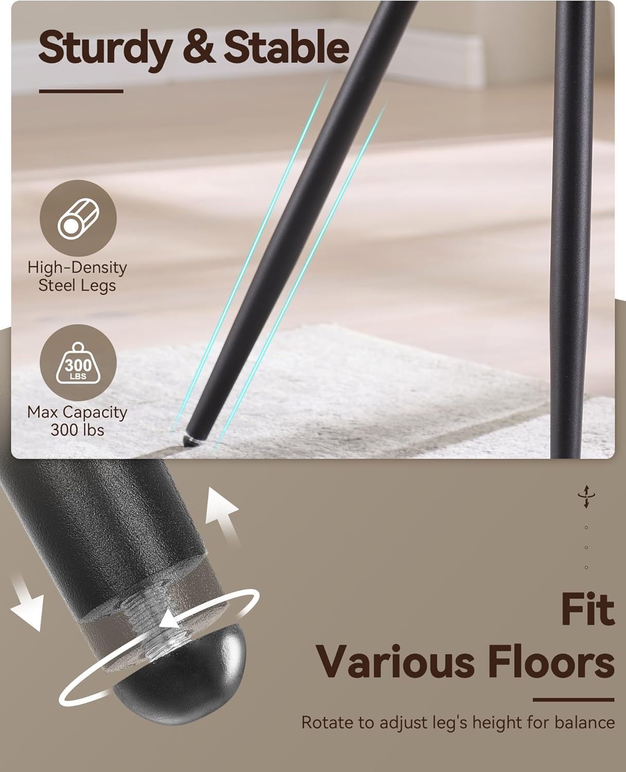 BedsPick Rattan Dining Chair - Farmhouse Upholstered Cane Back Kitchen Chair with Lamb Fleece Fabric Cushion, Wingback Dining Room Seat with Metal Legs for Home, Kitchen-Bedspick