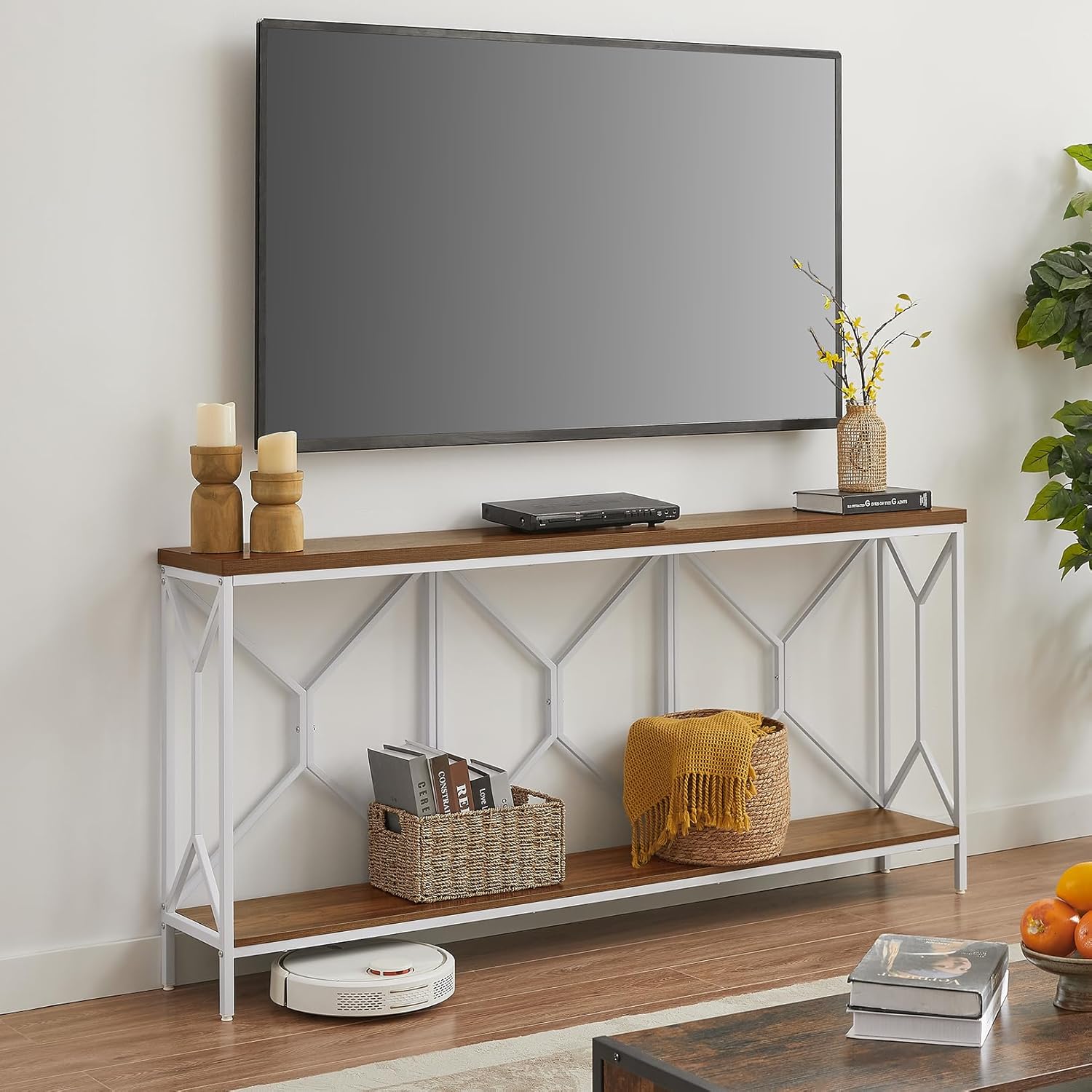 BedsPick 70.9" Industrial Extra Long Console Table, Entryway Table with Large Storage for Entryway