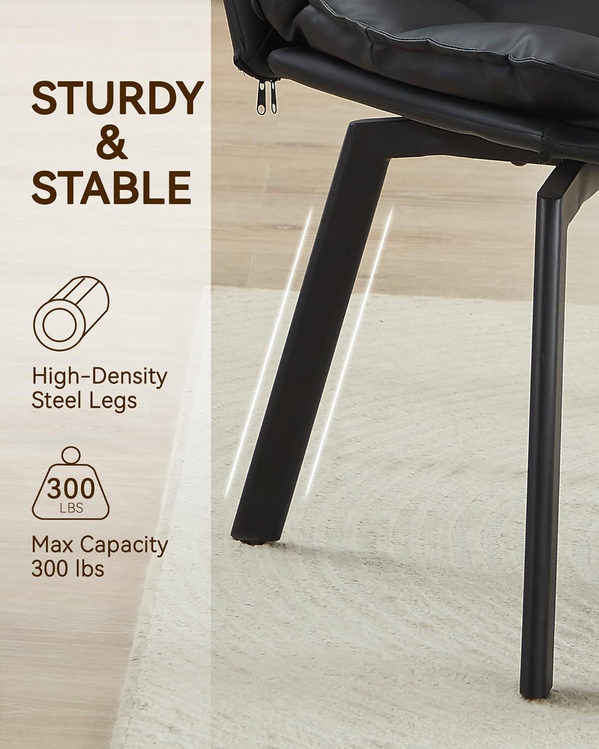 BedsPick Swivel Dining Chair - Faux Leather Upholstered Kitchen Chair, Mid Century Modern Dining Room Chair with Rotating Seats and Metal Legs-Bedspick