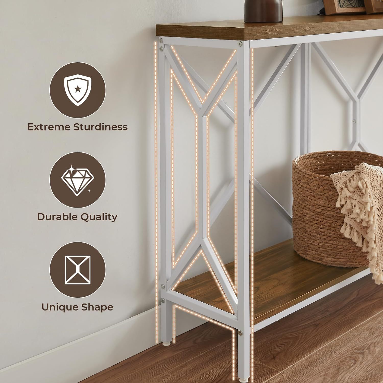 BedsPick 70.9" Industrial Extra Long Console Table, Entryway Table with Large Storage for Entryway