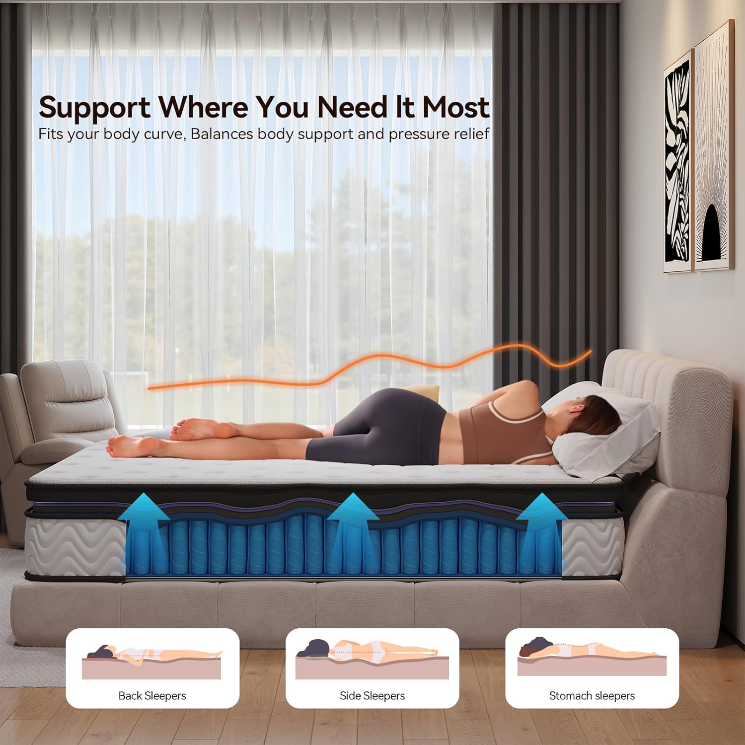 BedsPick Queen Mattress, 12 Inch Hybrid Mattress in a Box