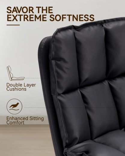 BedsPick Swivel Dining Chair - Faux Leather Upholstered Kitchen Chair, Mid Century Modern Dining Room Chair with Rotating Seats and Metal Legs-Bedspick