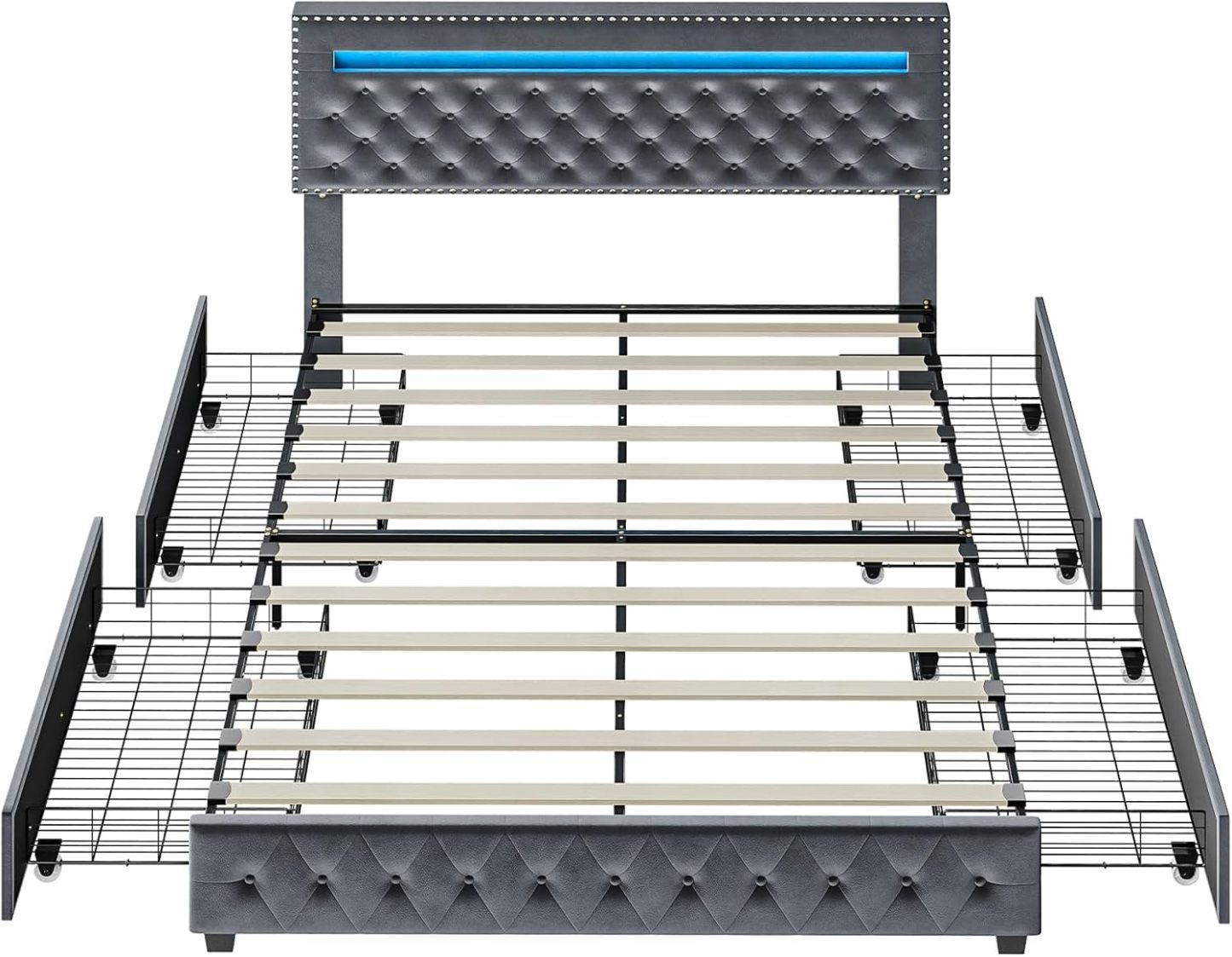 BedsPick King Size Bed Frame with LED Lights