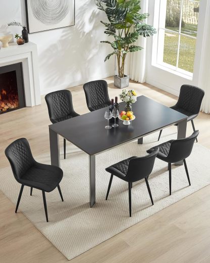 Leather Kitchen Chairs with Metal Legs, Upholstered Dining Room Chair, Modern Dining Chair for Kitchen, Living, Home-Bedspick