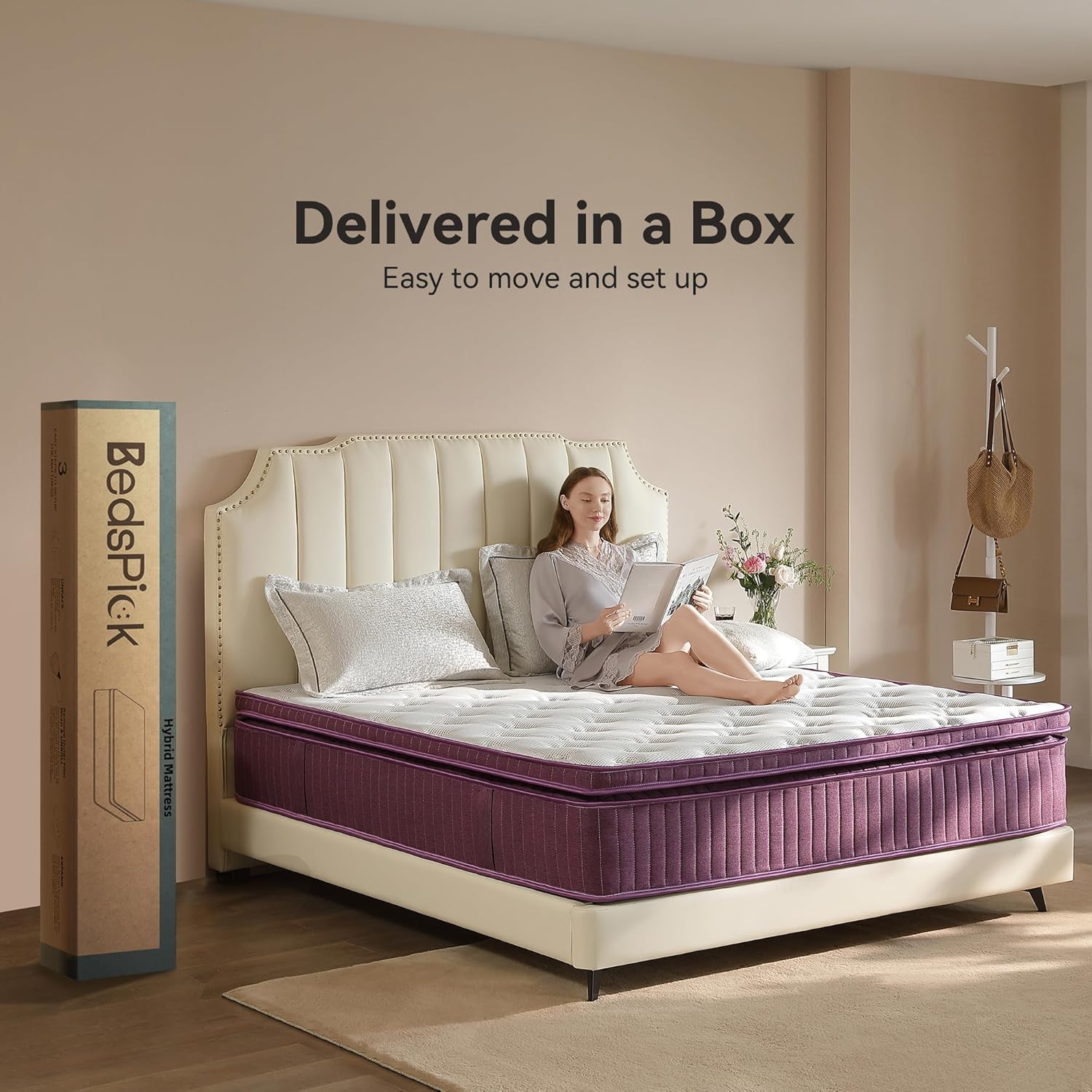 12 inch Hybrid Mattress with Gel Memory Foam, Pocket Spring Upgraded Spinal Support