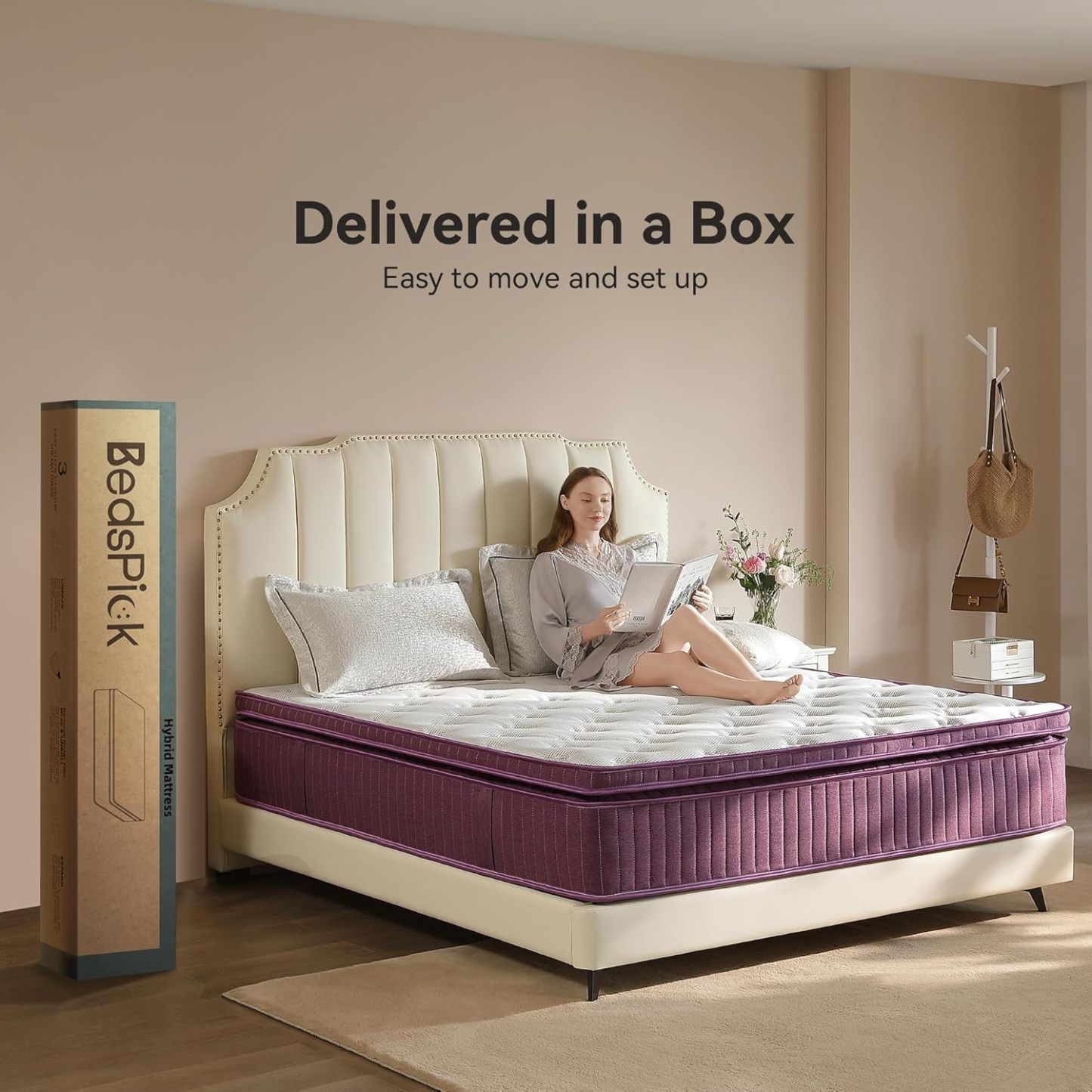 12 inch Hybrid Mattress with Gel Memory Foam, Pocket Spring Upgraded Spinal Support