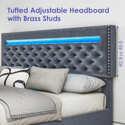 BedsPick King Size Bed Frame with LED Lights