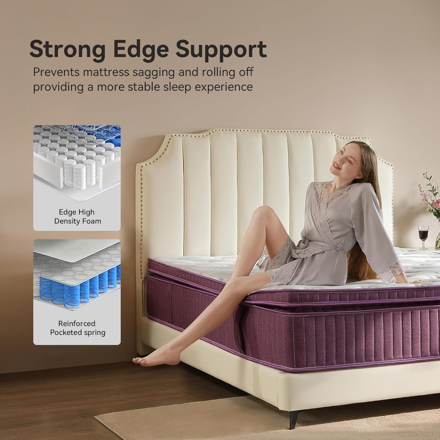 12 inch Hybrid Mattress with Gel Memory Foam, Pocket Spring Upgraded Spinal Support