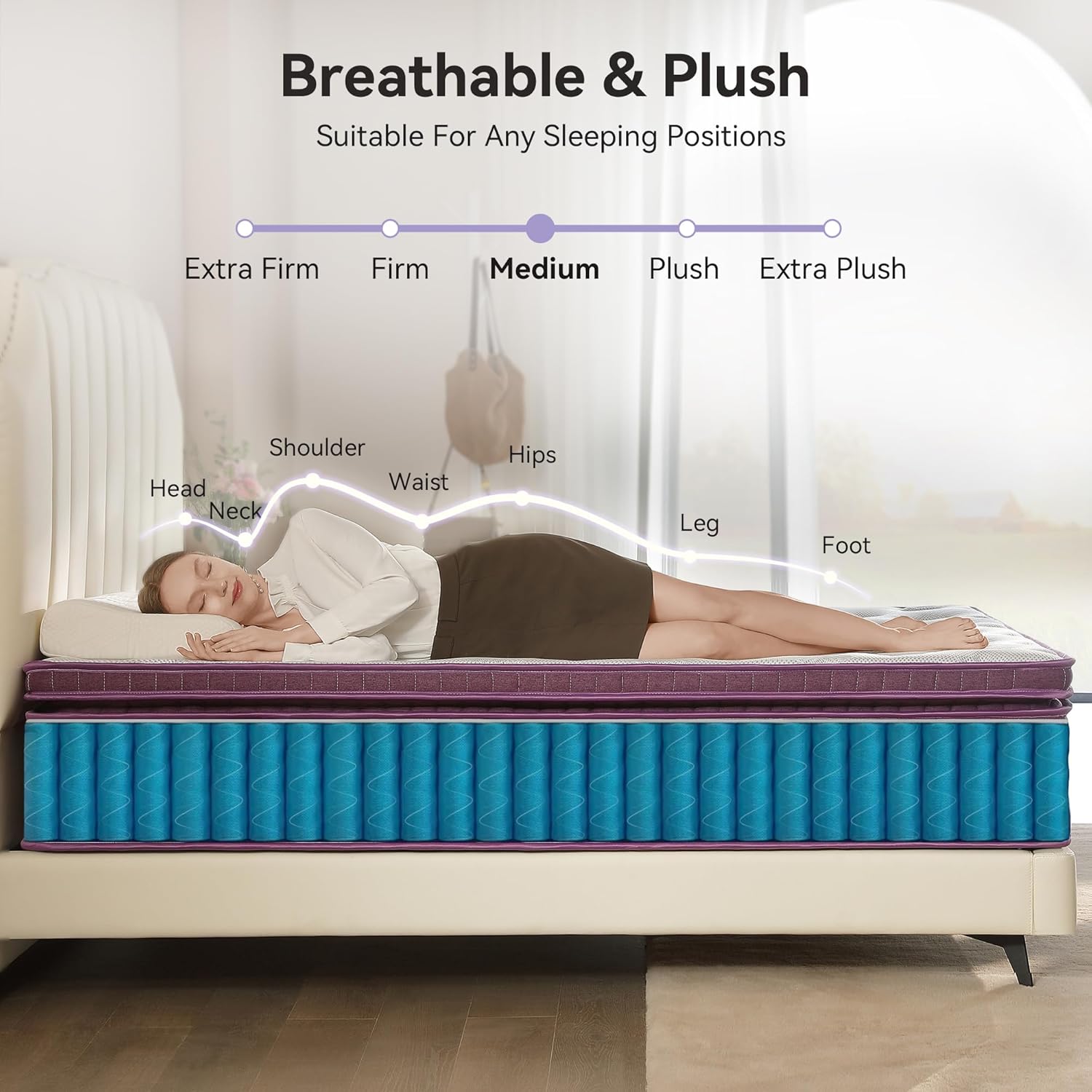 12 inch Hybrid Mattress with Gel Memory Foam, Pocket Spring Upgraded Spinal Support