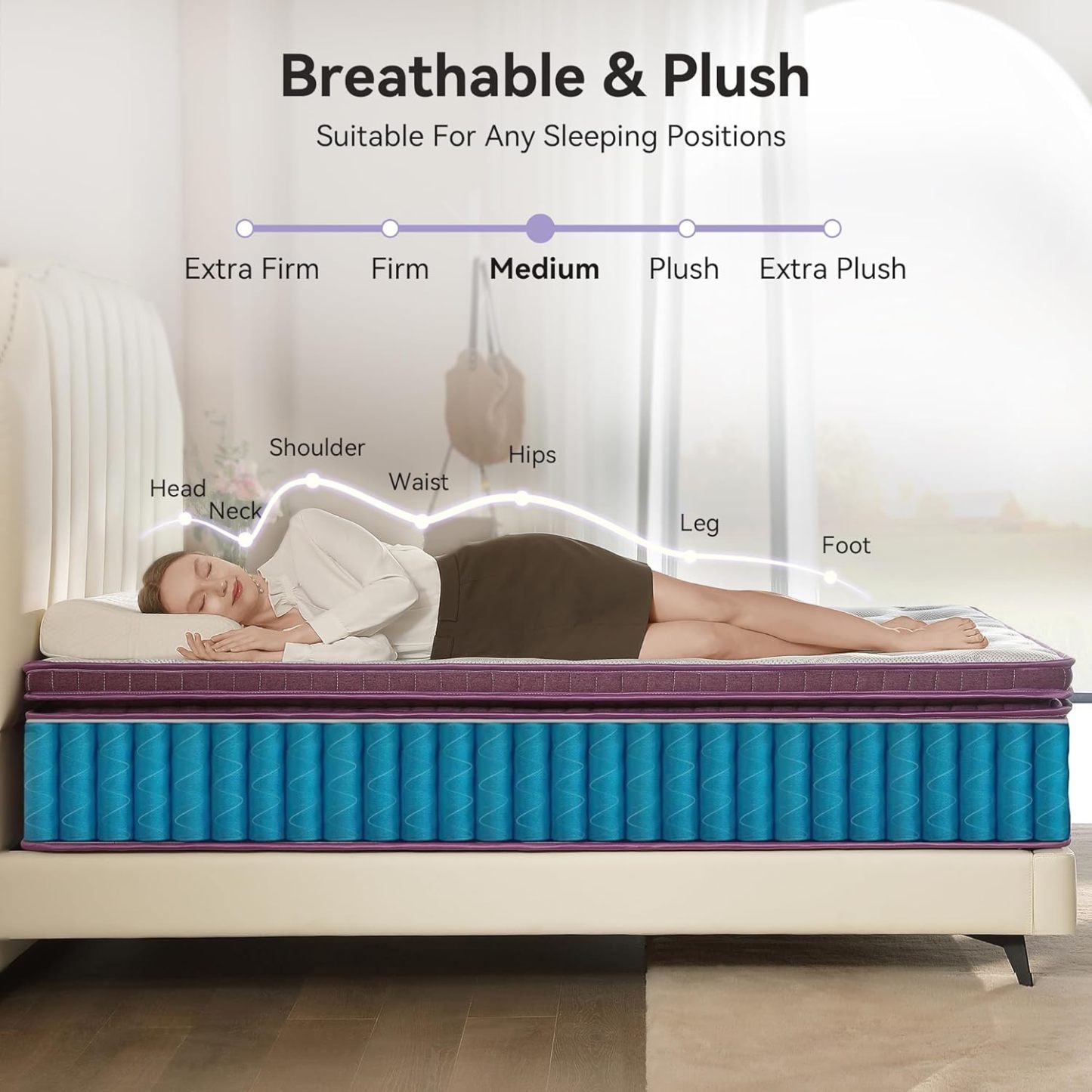 12 inch Hybrid Mattress with Gel Memory Foam, Pocket Spring Upgraded Spinal Support