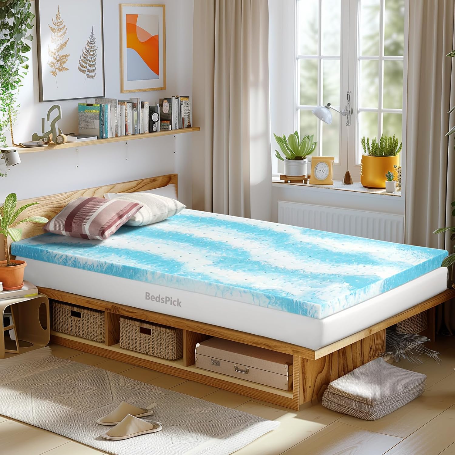 BedsPick 3 Inch Twin XL Memory Foam Mattress Topper