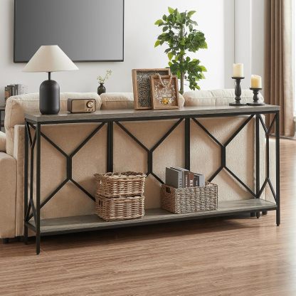 BedsPick 70.9" Industrial Extra Long Console Table, Entryway Table with Large Storage for Entryway