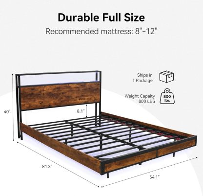 BedsPick Bed Frame with 2-Tier Storage Headboard