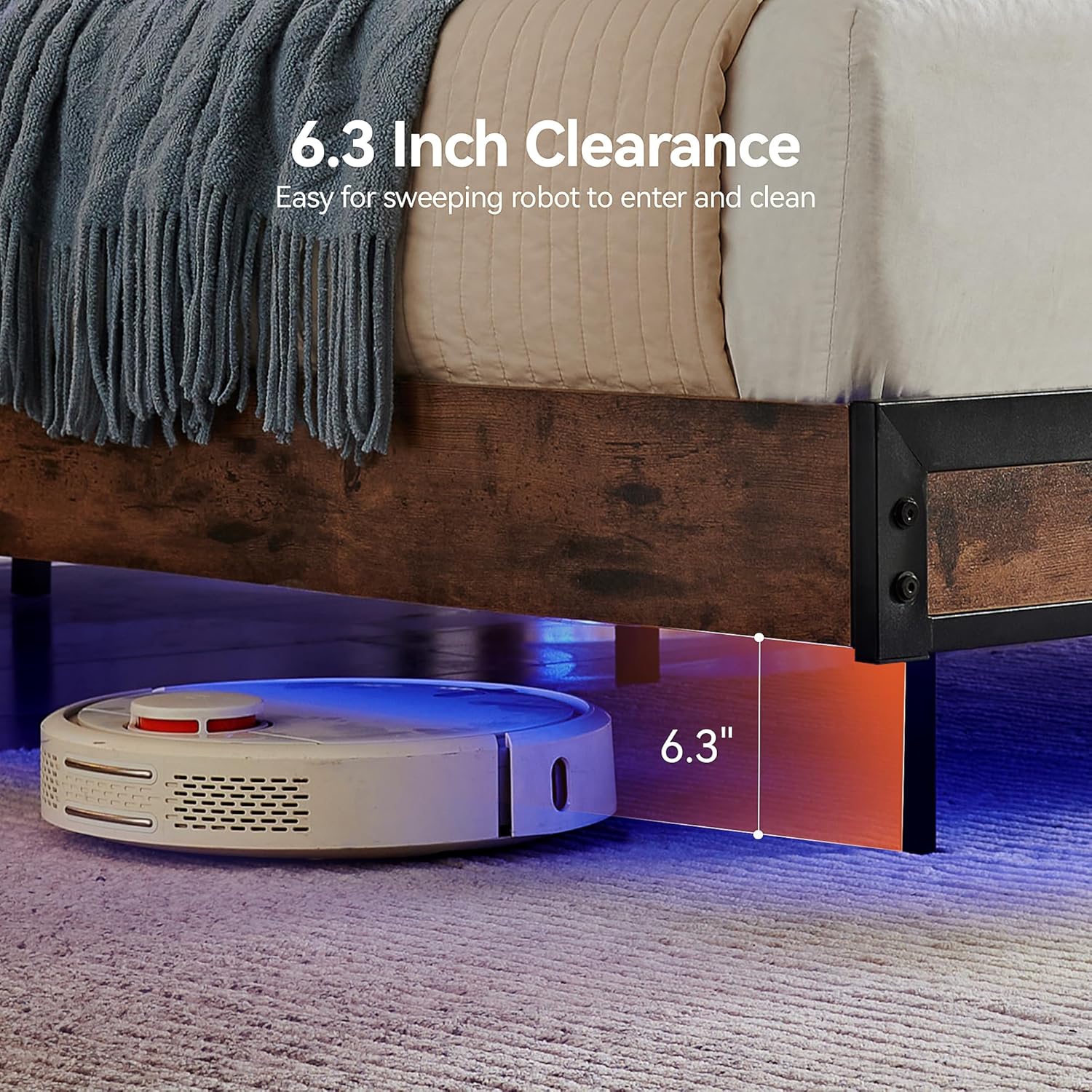 BedsPick Bed Frame with 2-Tier Storage Headboard