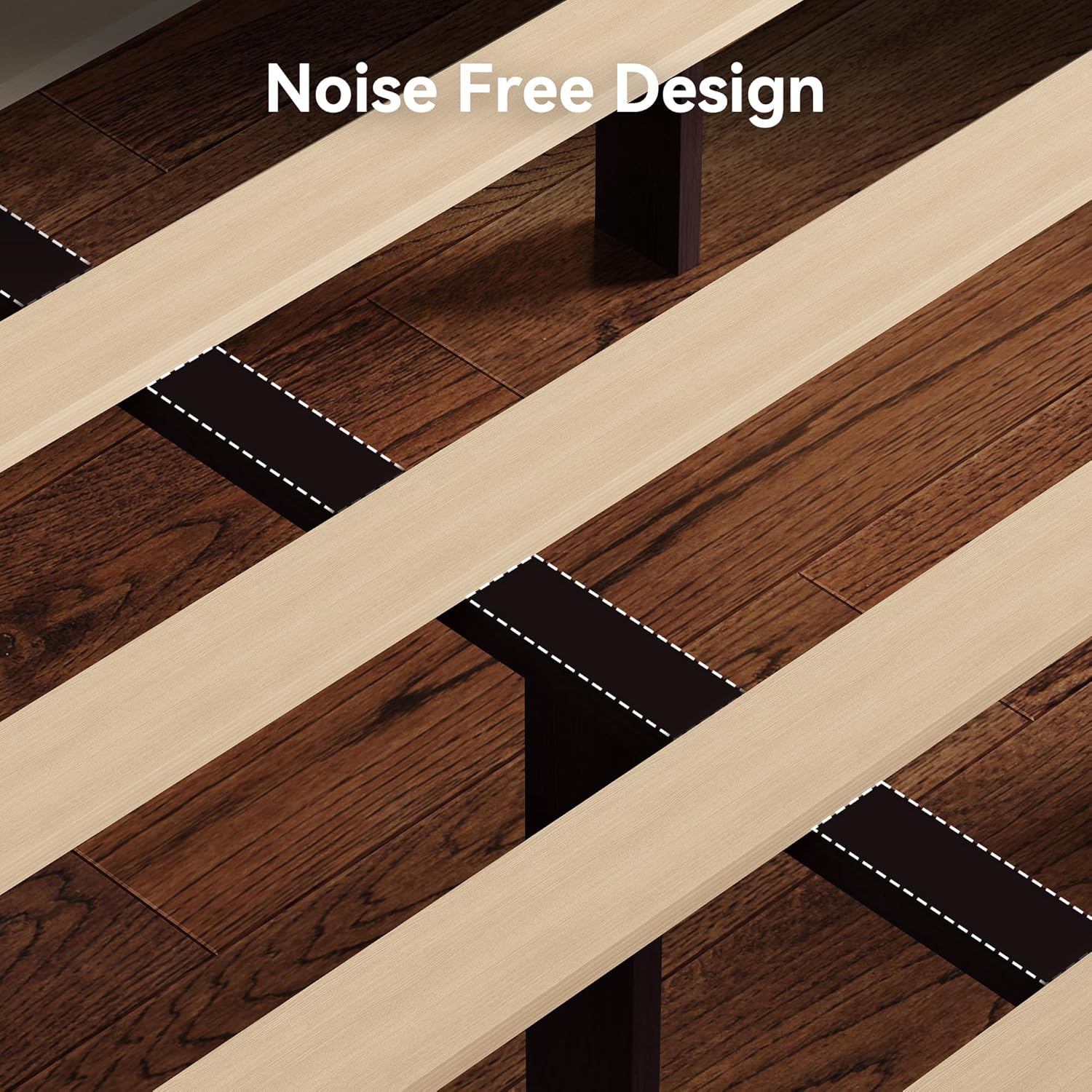 BedsPick Solid Wood Bed Frame Queen Size, Wooden Retro Style Platform Bed Frame with Headboard and Footboard