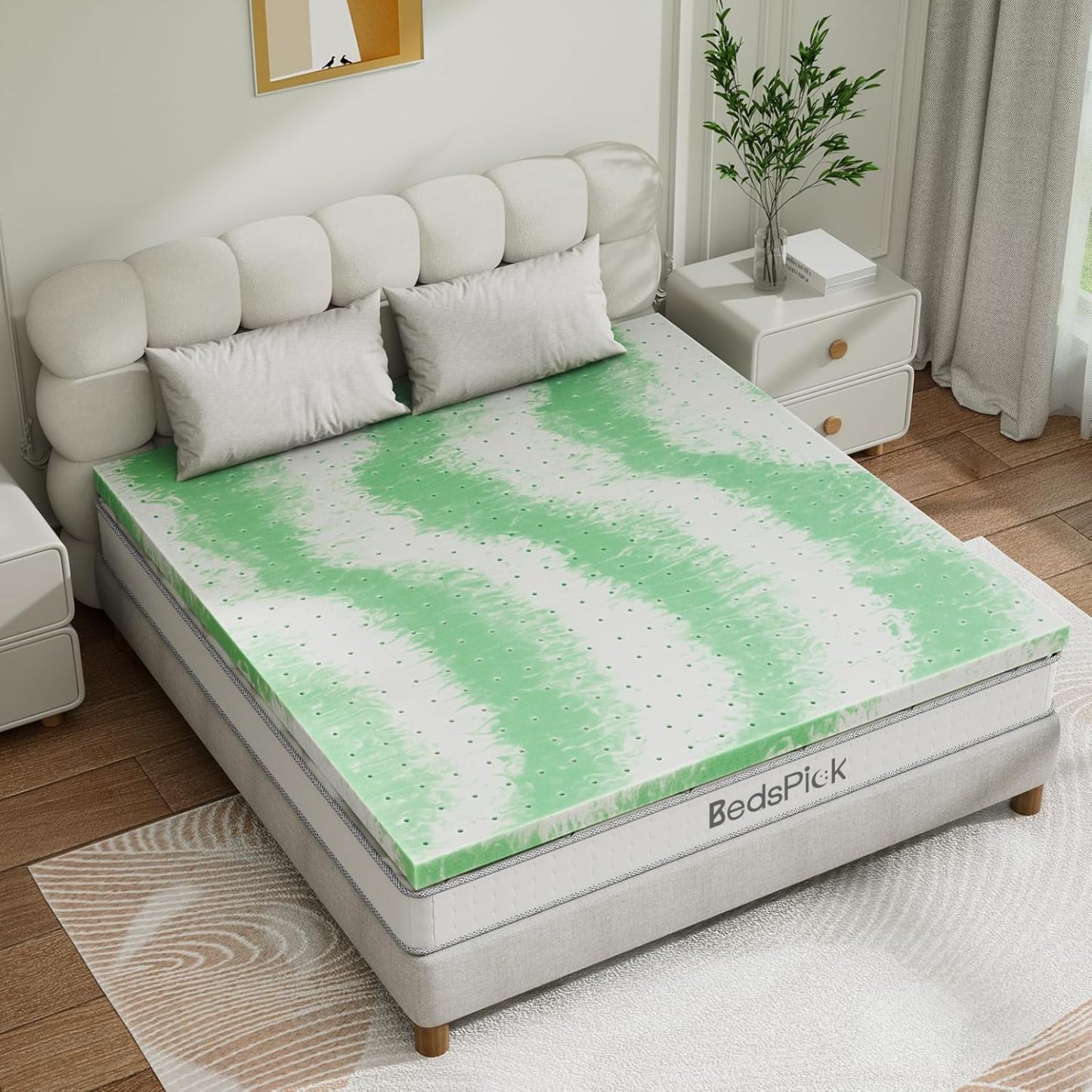 BedsPick Mattress Topper,Gel Memory Foam Mattress Topper for Body Support & Pressure Relief