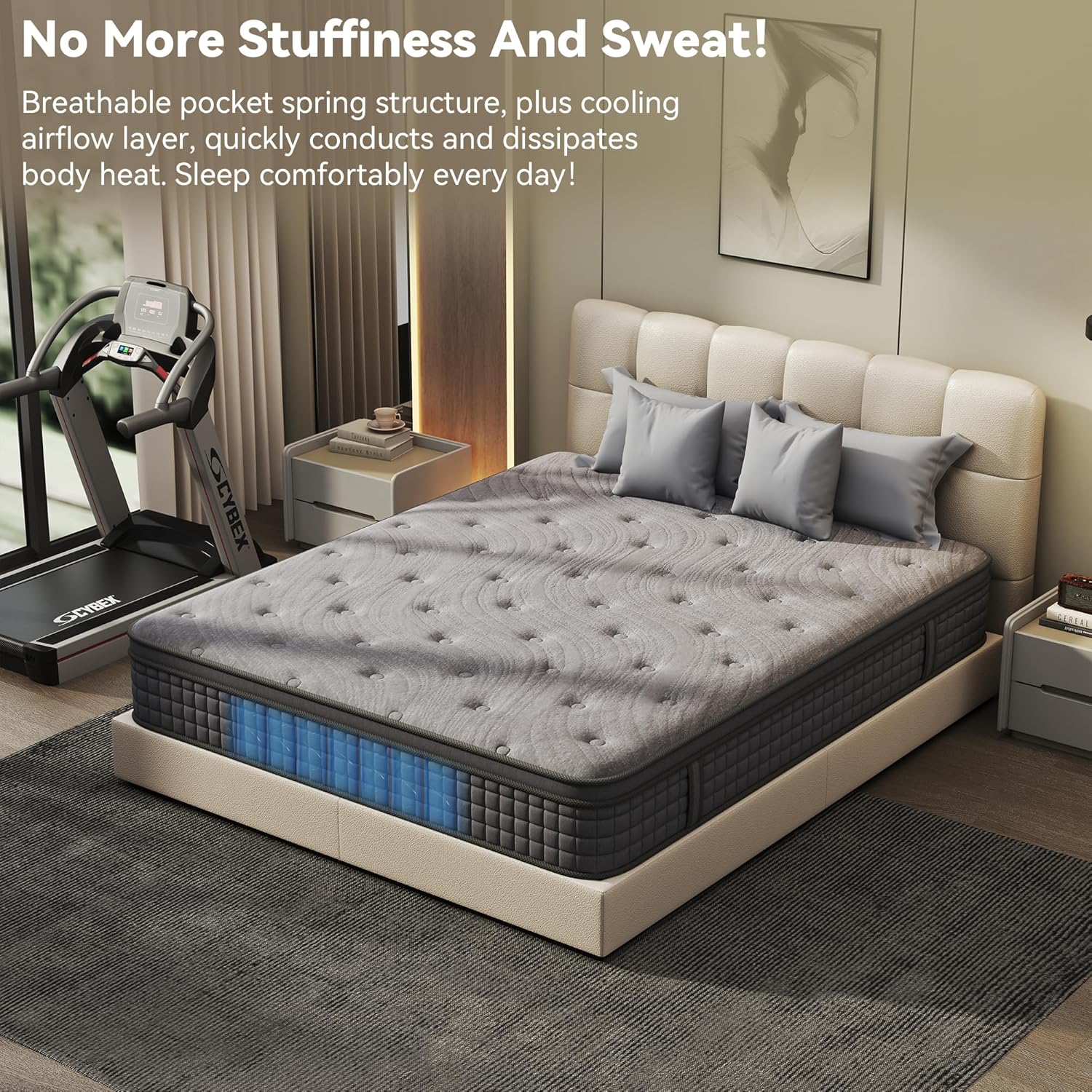 BedsPick Queen Mattress, Queen Mattress in a Box and Pocket Spring Hybrid Mattress