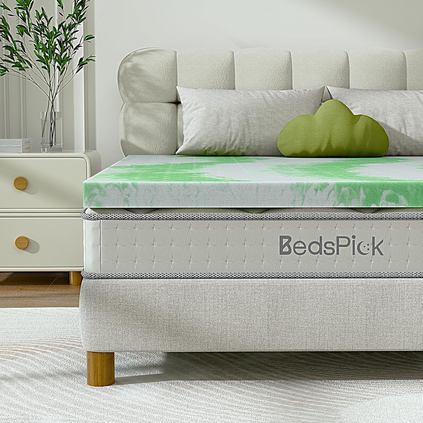BedsPick Mattress Topper,Gel Memory Foam Mattress Topper for Body Support & Pressure Relief-Bedspick