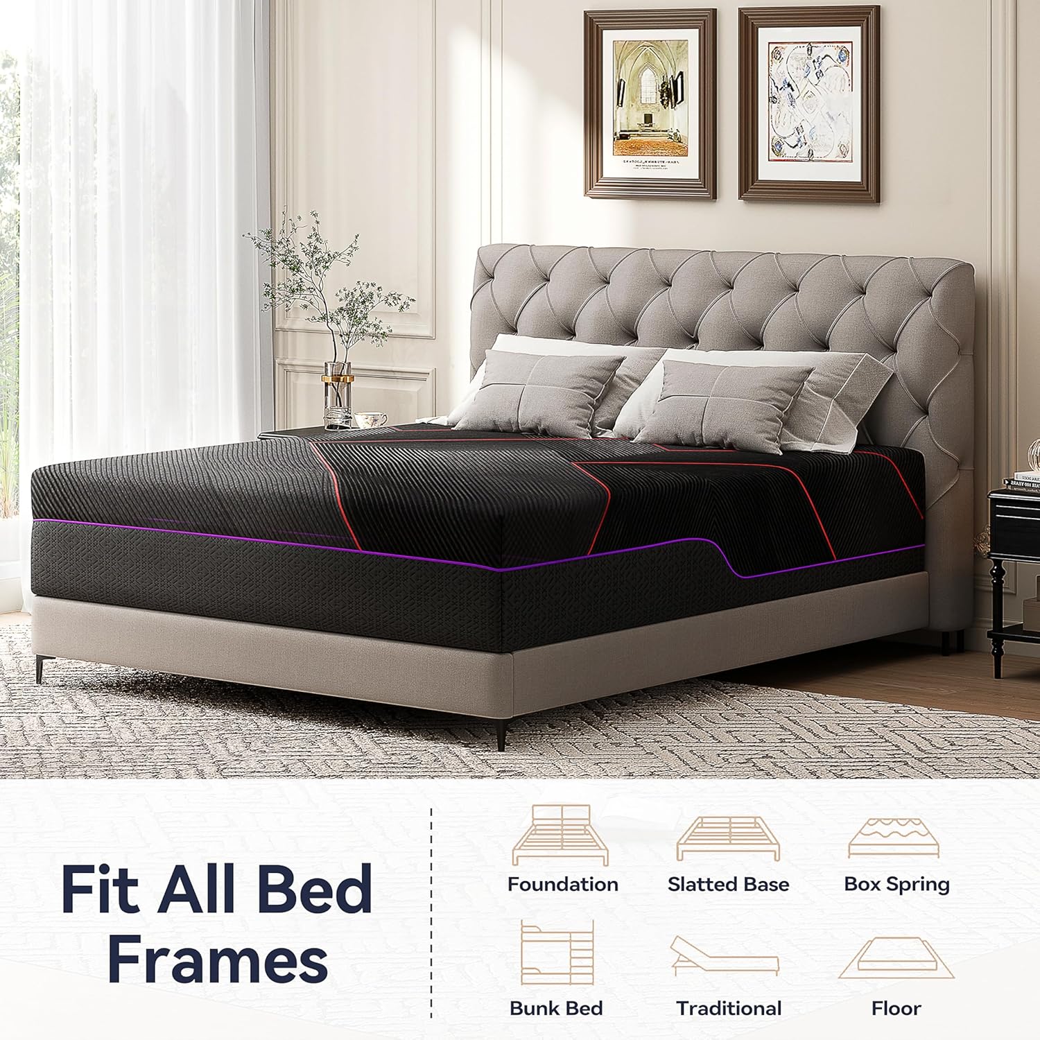 BedsPick Queen Mattress, 12 Inch Memory Foam Mattress for Pressure Relieving