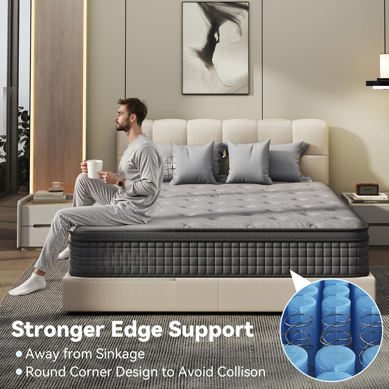 BedsPick Queen Mattress, Queen Mattress in a Box and Pocket Spring Hybrid Mattress