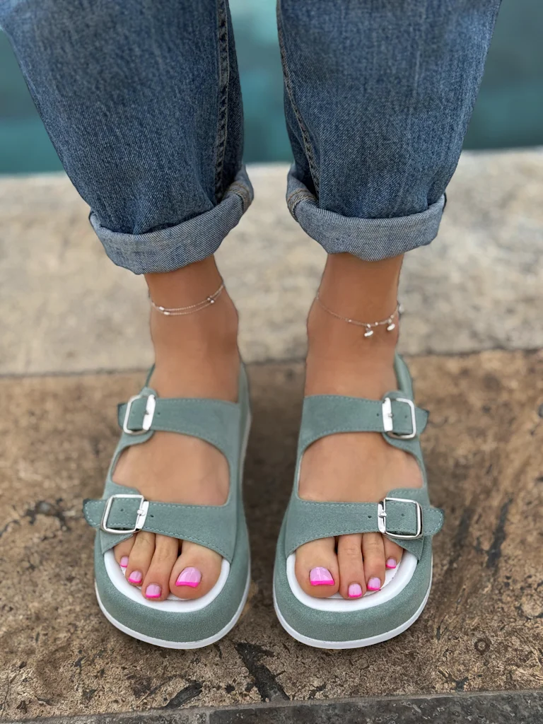 Glacier Mint Double Strap Lock Buckle Casual Shoes