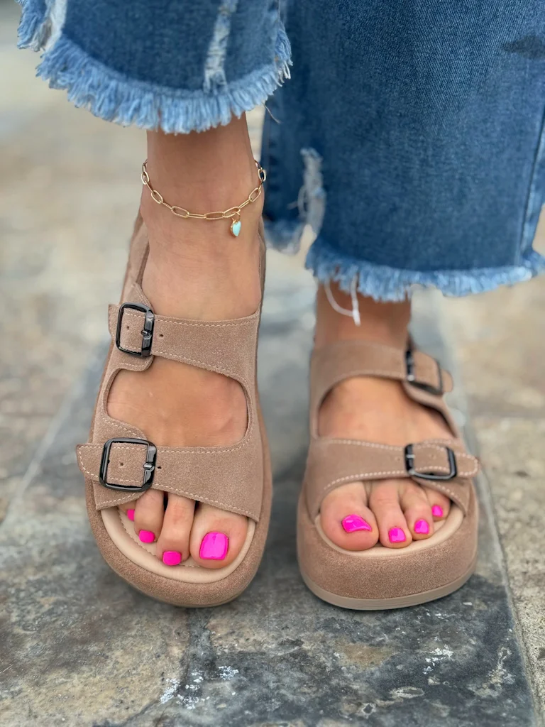 Khaki Buckle Casual Shoes