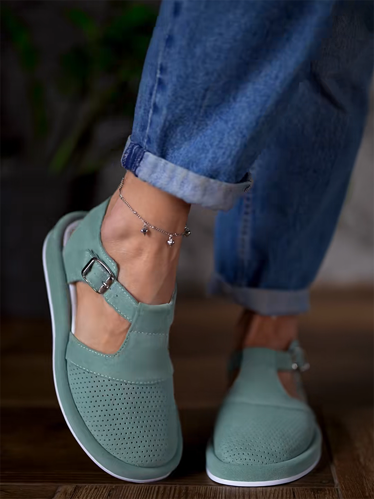 Glacier Mint Round Toe Perforated Casual Shoes