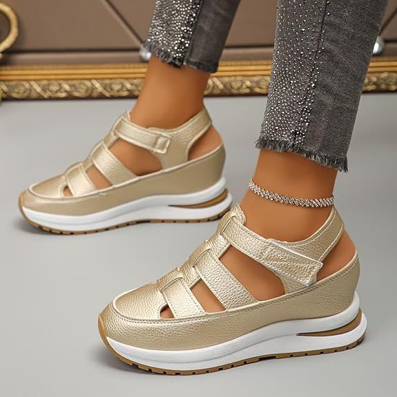 Fashion Leather Height Increasing Sandals