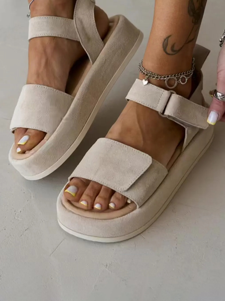 Chestnut Cake Two Strap Wide Velcro Casual Sandals