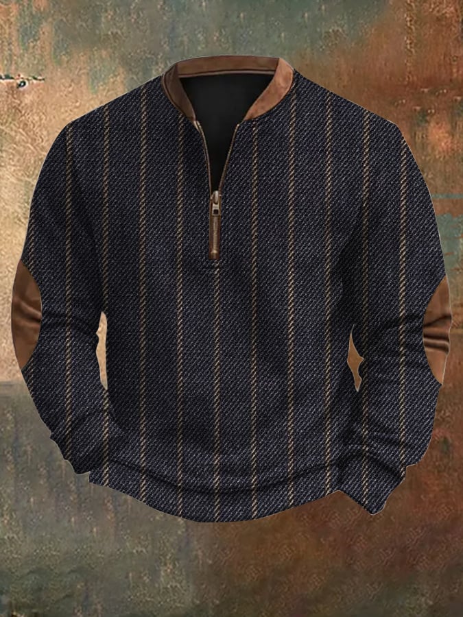 Men's Vintage Western Zip Collar Sweatshirt
