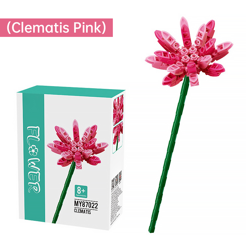 Clematis Pink  Bouquet Jigsaw Puzzle Blocks-Eternal Flower