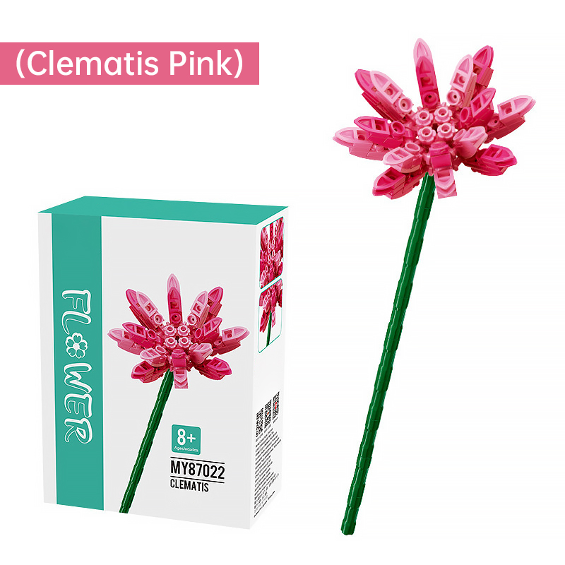 Clematis Pink  Bouquet Jigsaw Puzzle Blocks-Eternal Flower