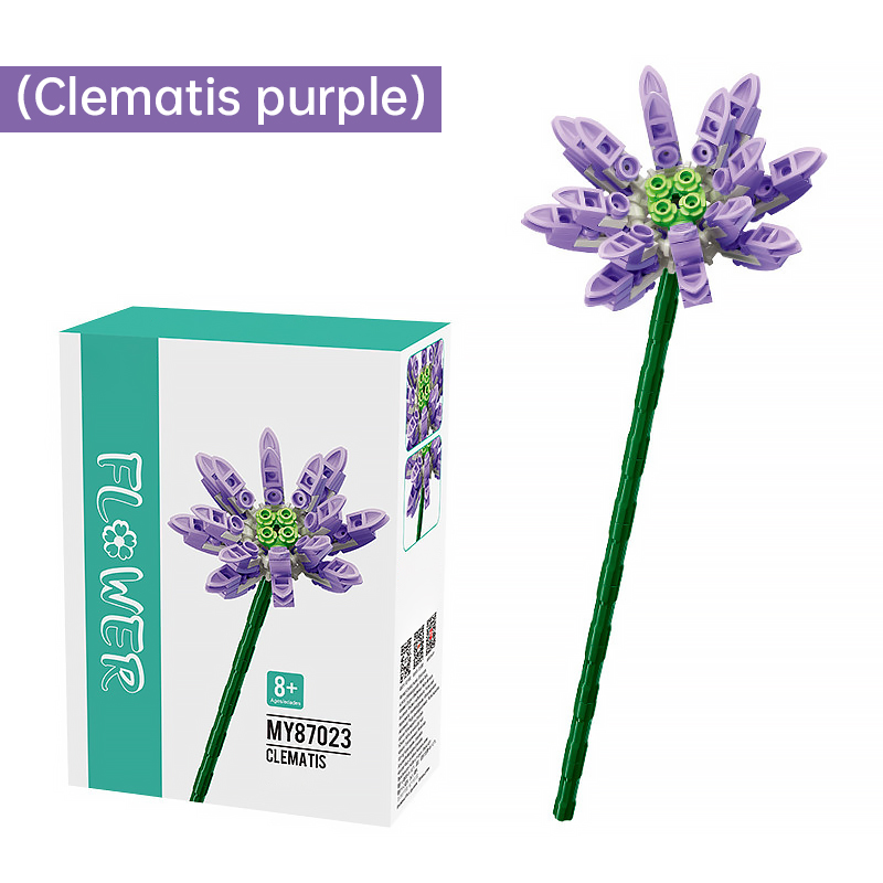 Clematis purple  Bouquet Jigsaw Puzzle Blocks-Eternal Flower