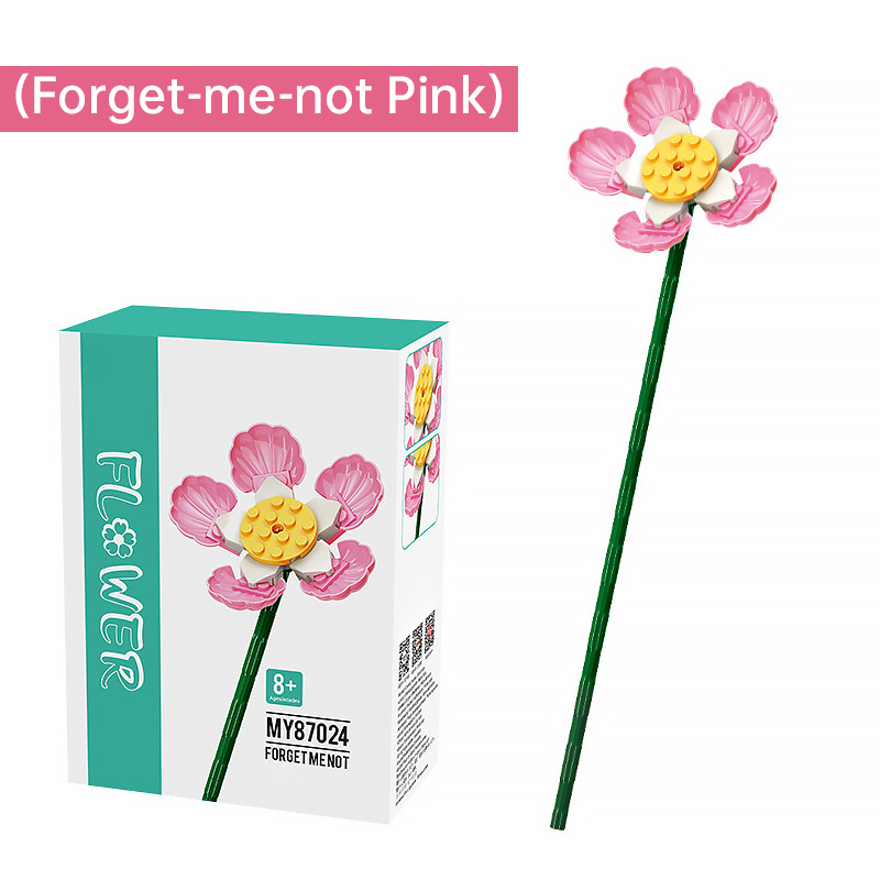 Forget-me-not Pink  Bouquet Jigsaw Puzzle Blocks-Eternal Flower