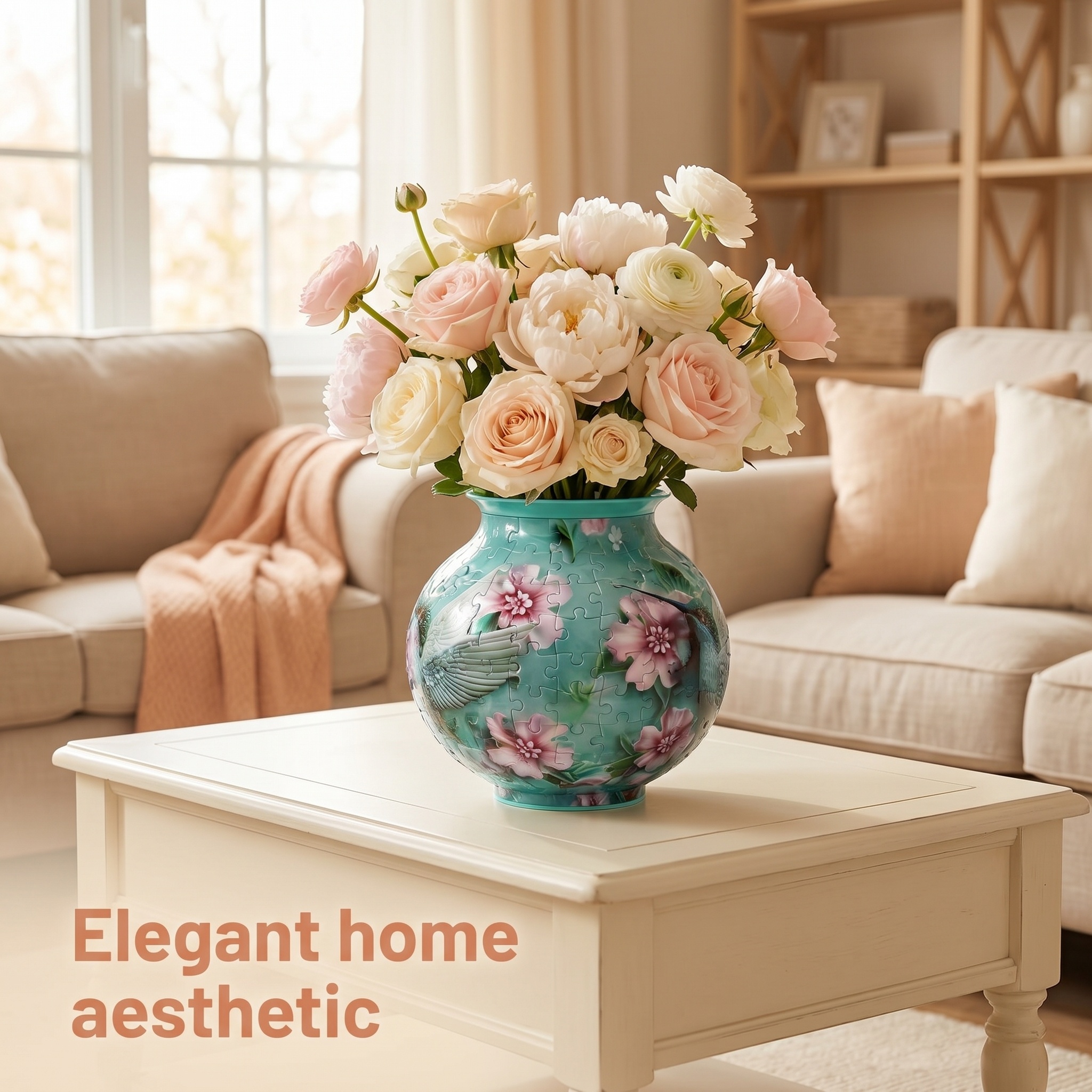3D Hummingbird and Floral Series Round Flowerpot Puzzle