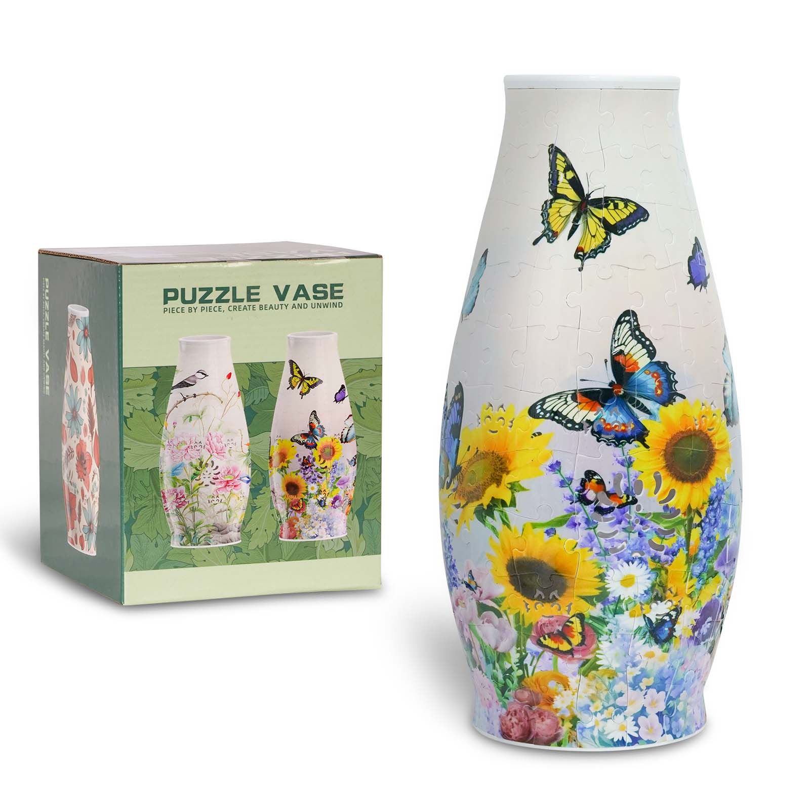 3D Butterfly Playing Flowers with Light Puzzle Vase - (152 pieces)💡