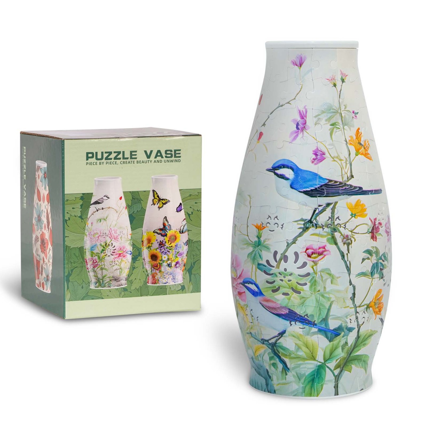 3D Magpie Print Lighted Jigsaw Vase - (152 pieces)💡