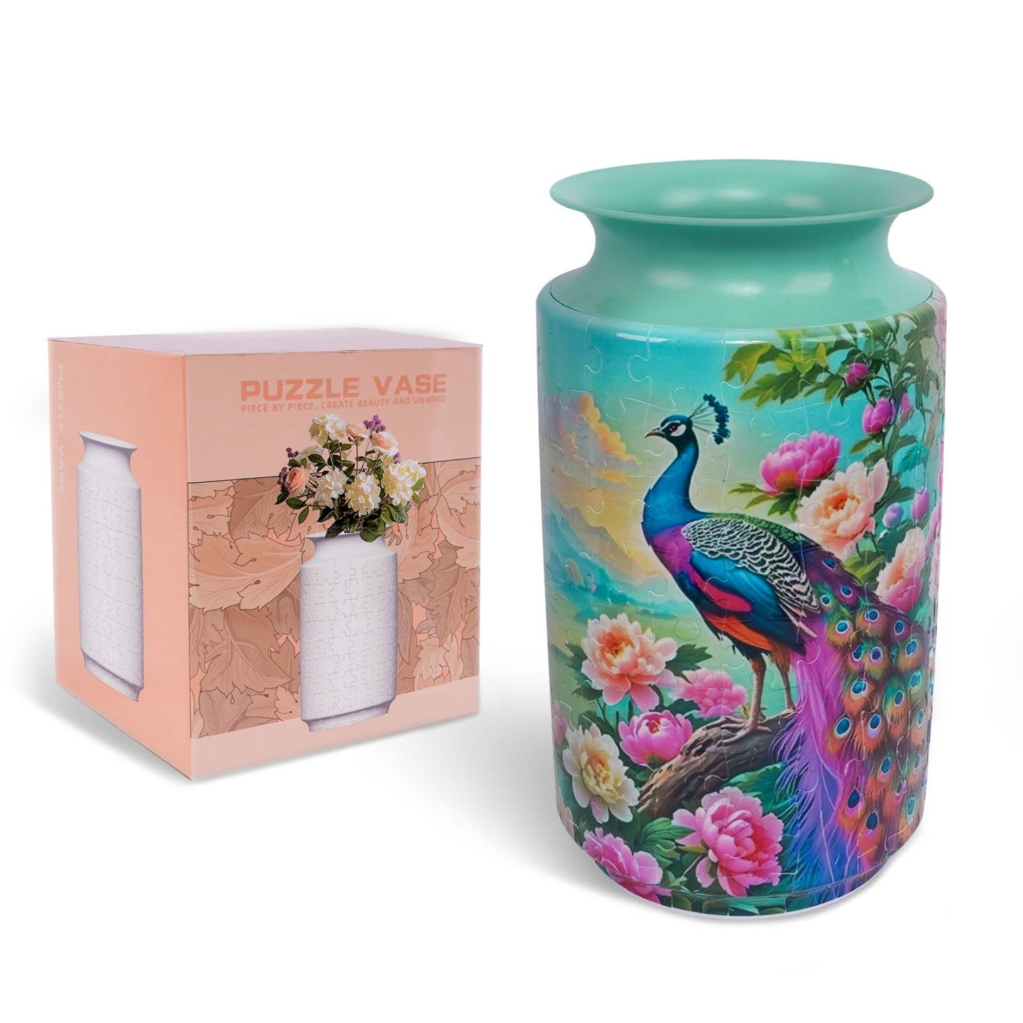 3D Peacock Vase Jigsaw Puzzle (162 Pieces)