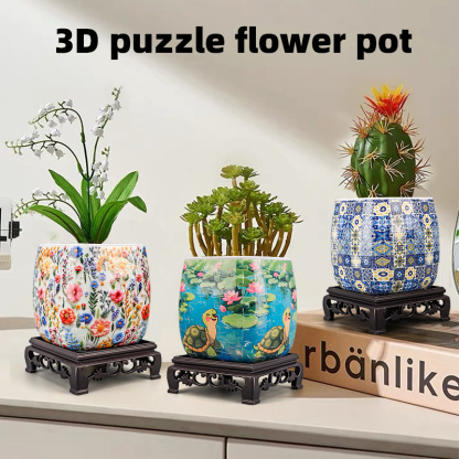 3D Multi Color Hollyhock Flower Pot Puzzle - ( 96 Piece )
