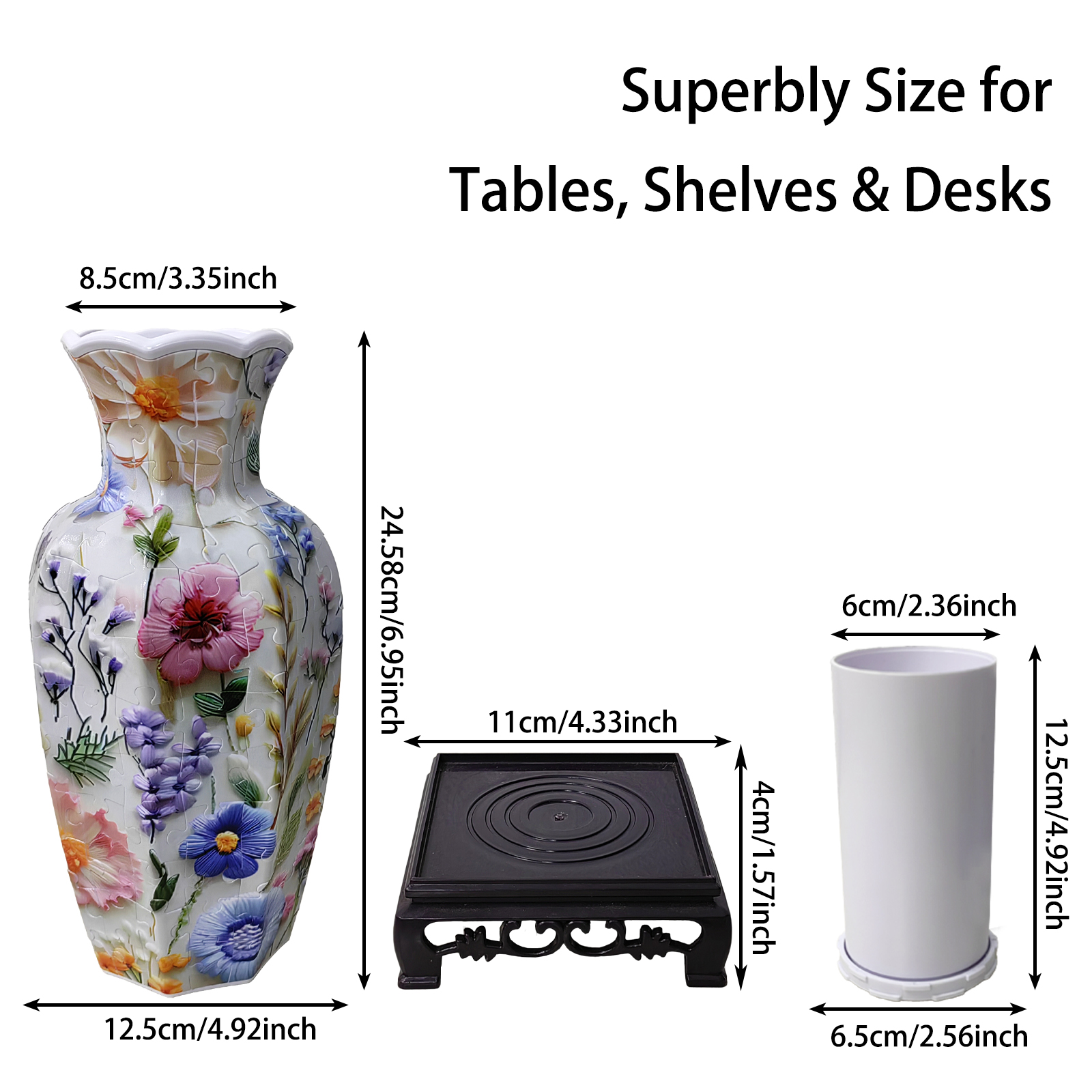 Three-Dimensional Floral -Shaped Neck Long Vase Jigsaw Puzzle (164 Pieces)