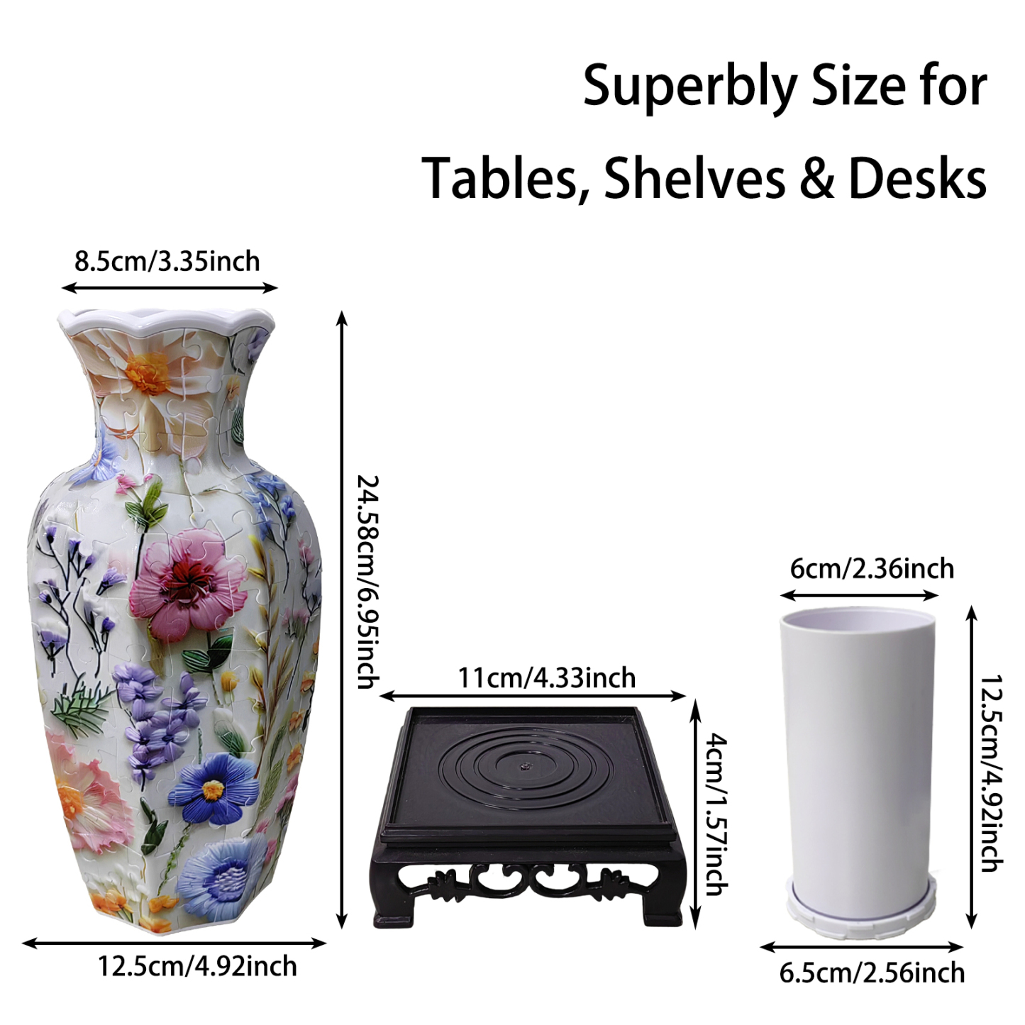 Three-Dimensional Floral -Shaped Neck Long Vase Jigsaw Puzzle (164 Pieces)