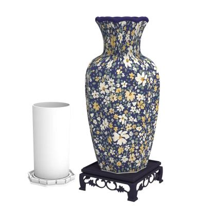 Blue White Floral Pattern Curved-neck Long Vase Jigsaw Puzzle (164 Pieces)