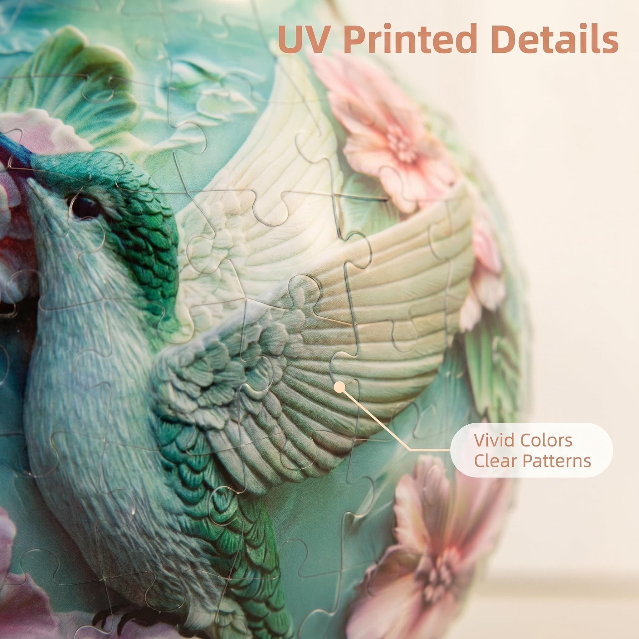 3D Hummingbird and Floral Series Round Flowerpot Puzzle