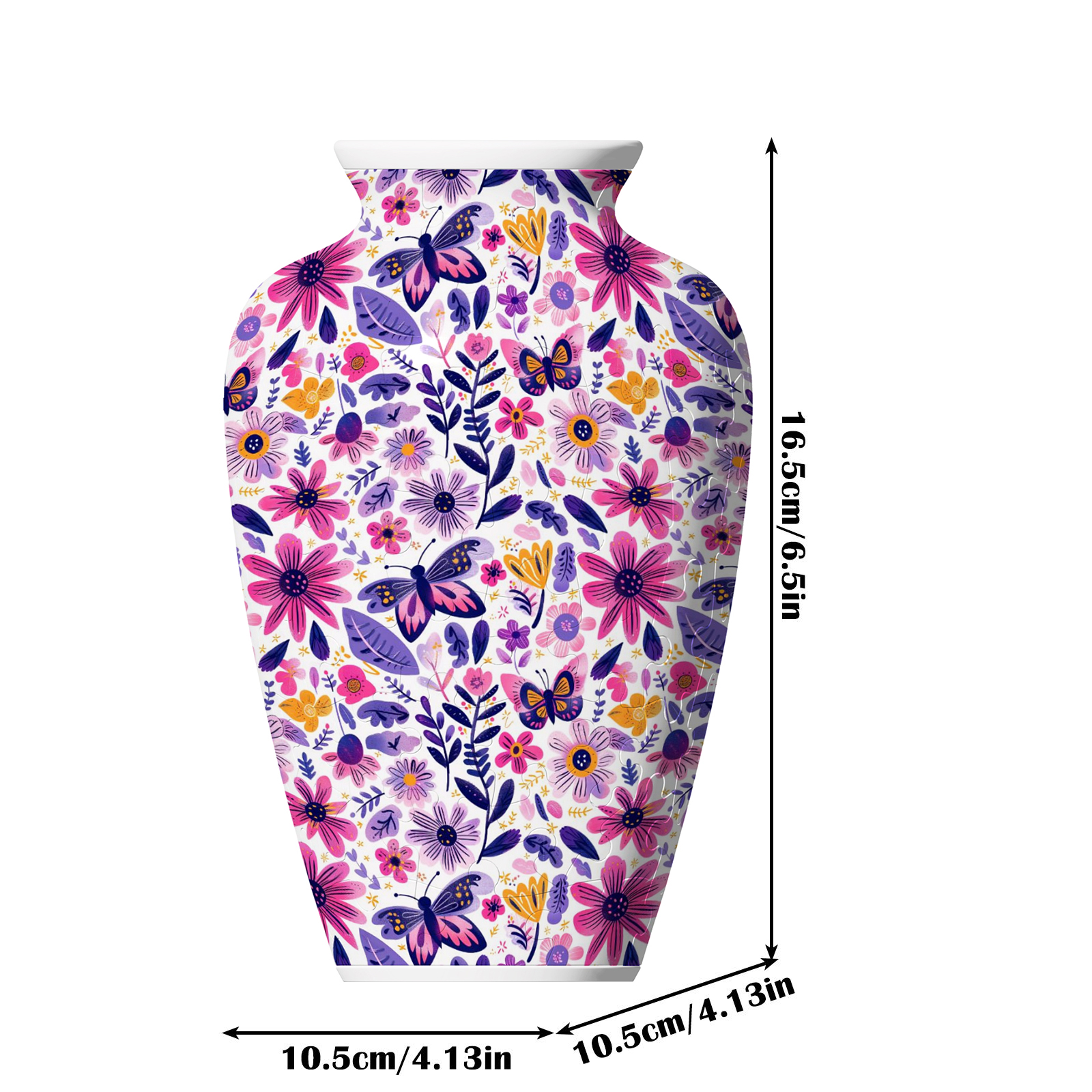 3D Purple Sunflower Flower L eaves And Butterflies Series Puzzle Short-Necked Vase  - (120 Pieces) 