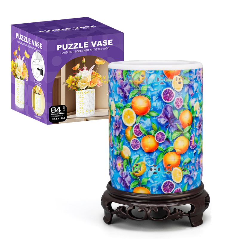 3D Summer Citrus World Style LED Lights Skeleton Puzzle Cylinder Vase - (84 Pieces)💡