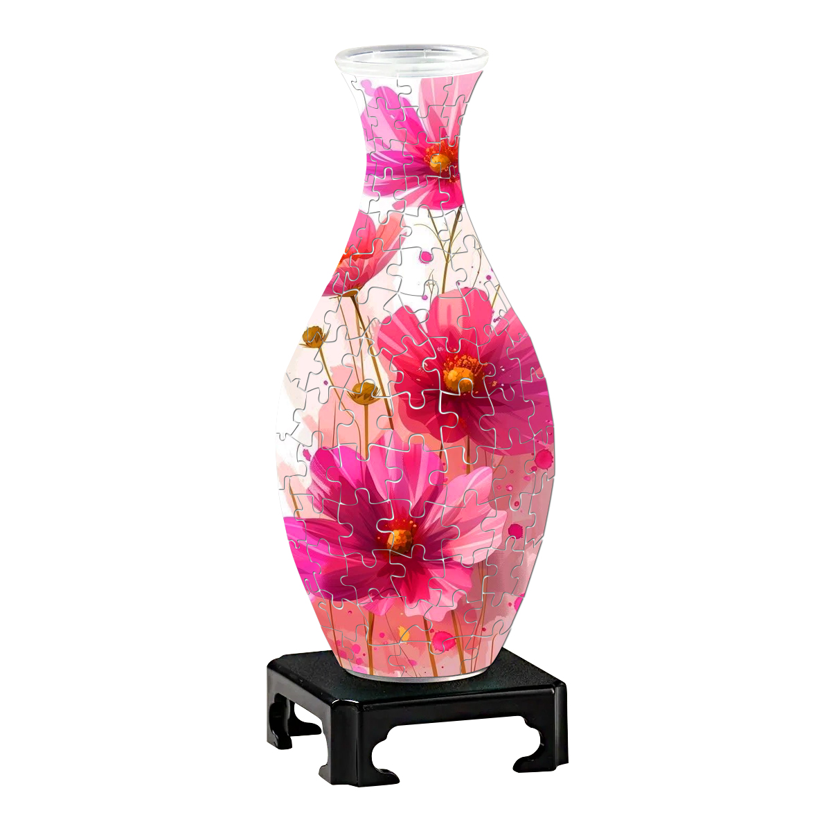 3D Romance Of Pink Daisies Series Puzzle Vase - (160 Pieces)