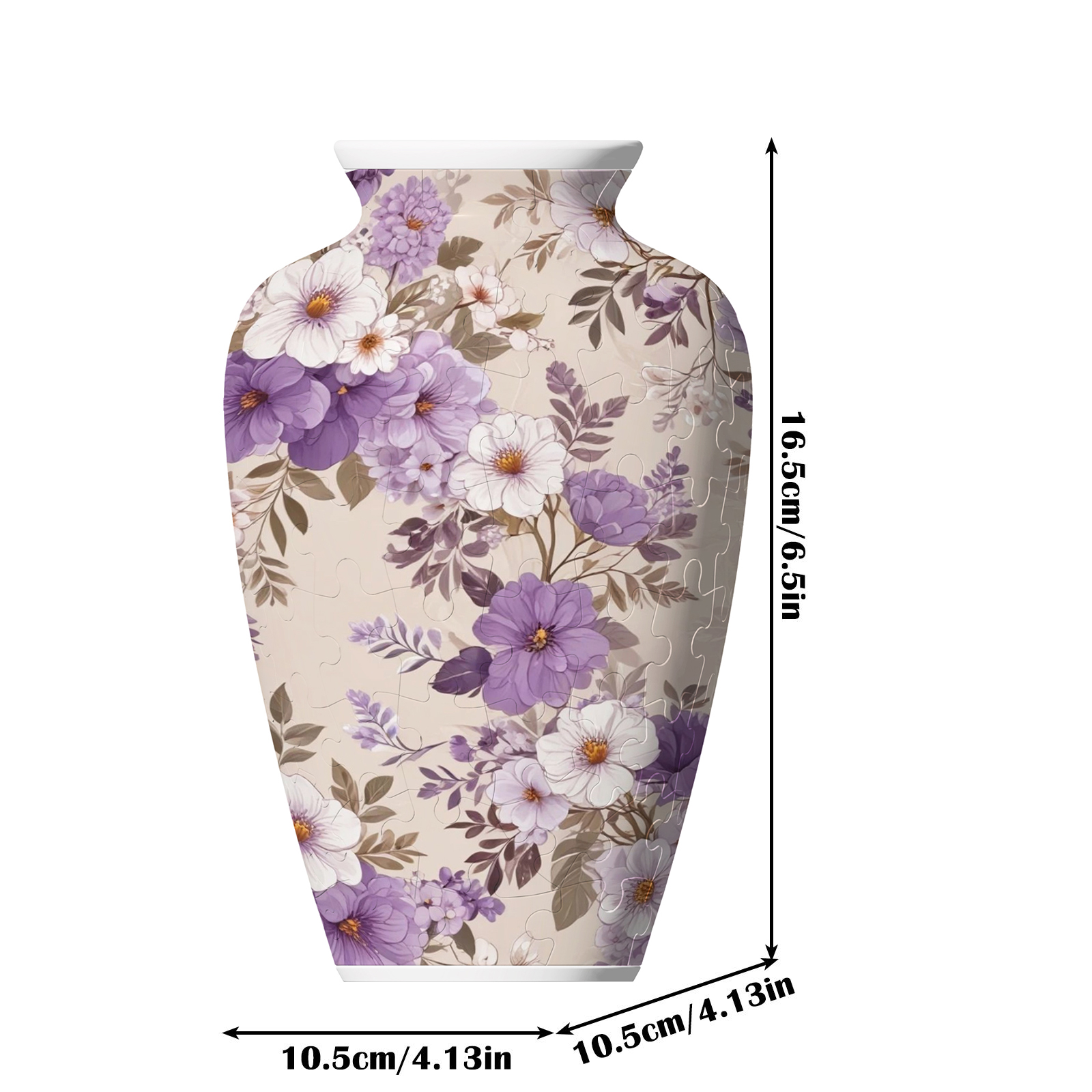 3D Graceful Purple Peony Series Puzzle Short-Necked Vase  - (120 Pieces) 