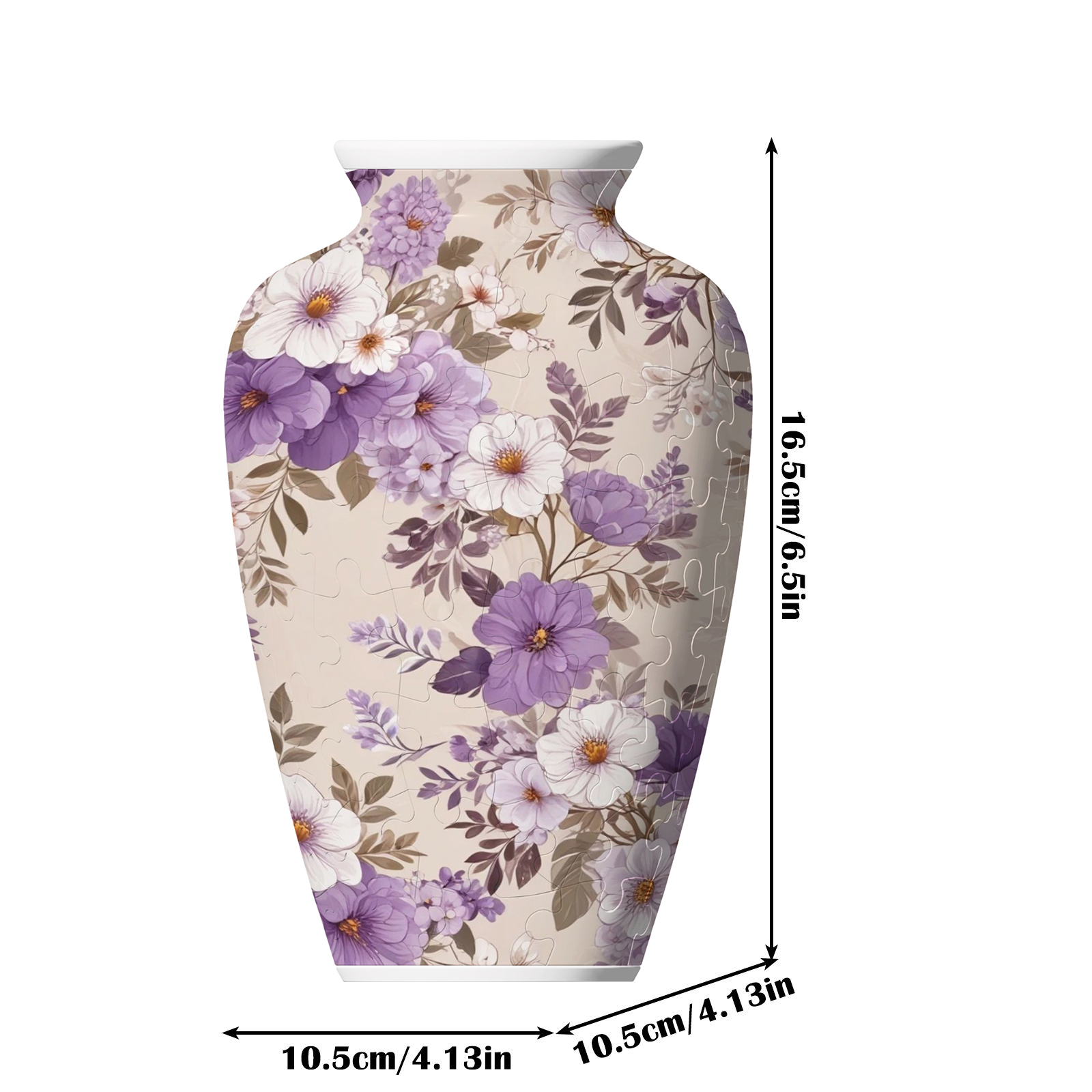 3D Graceful Purple Peony Series Puzzle Short-Necked Vase  - (120 Pieces) 