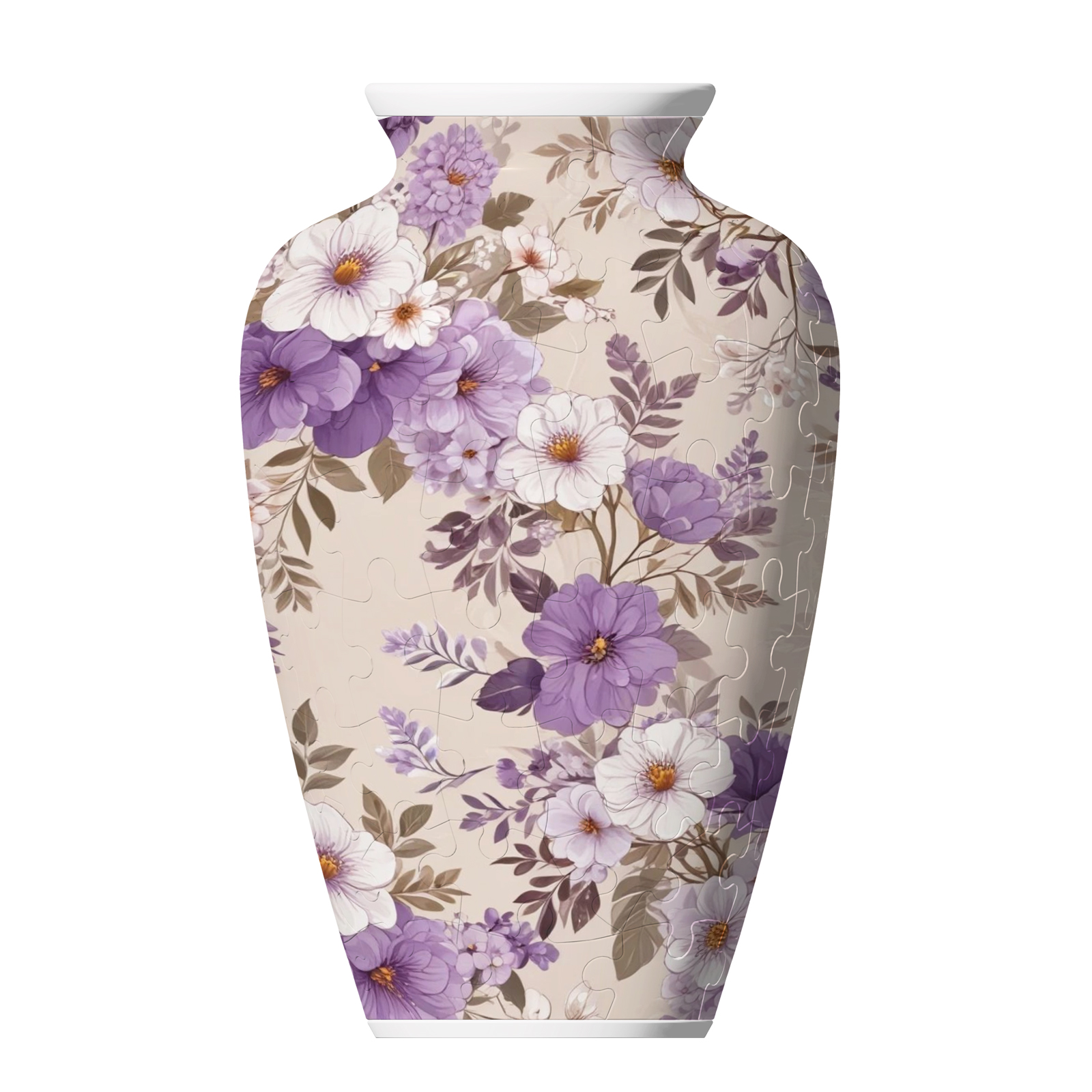 3D Graceful Purple Peony Series Puzzle Short-Necked Vase  - (120 Pieces) 